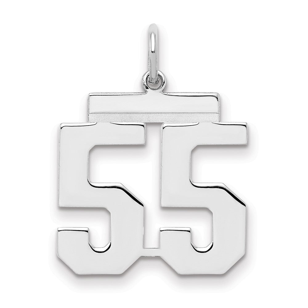 Sterling/Silver Rhodium-plated Polished Number 55 Charm