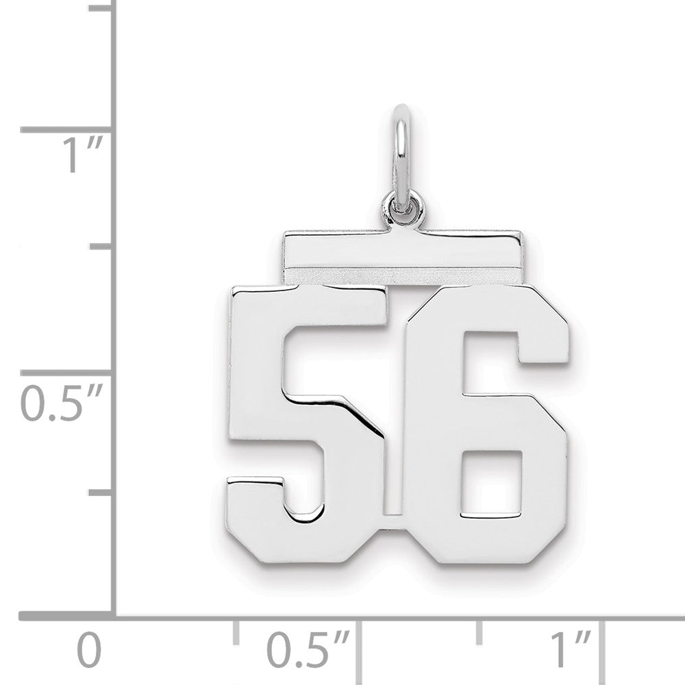 Sterling/Silver Rhodium-plated Polished Number 56 Charm