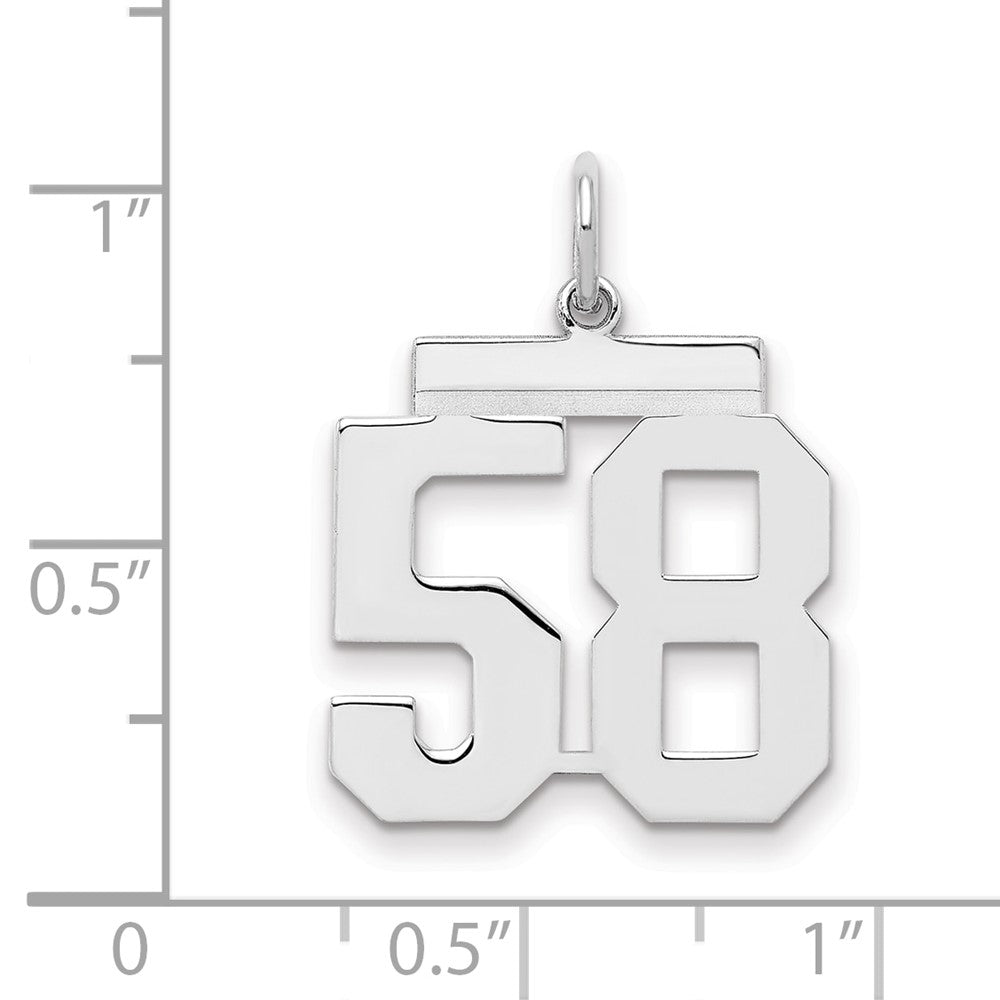 Sterling/Silver Rhodium-plated Polished Number 58 Charm