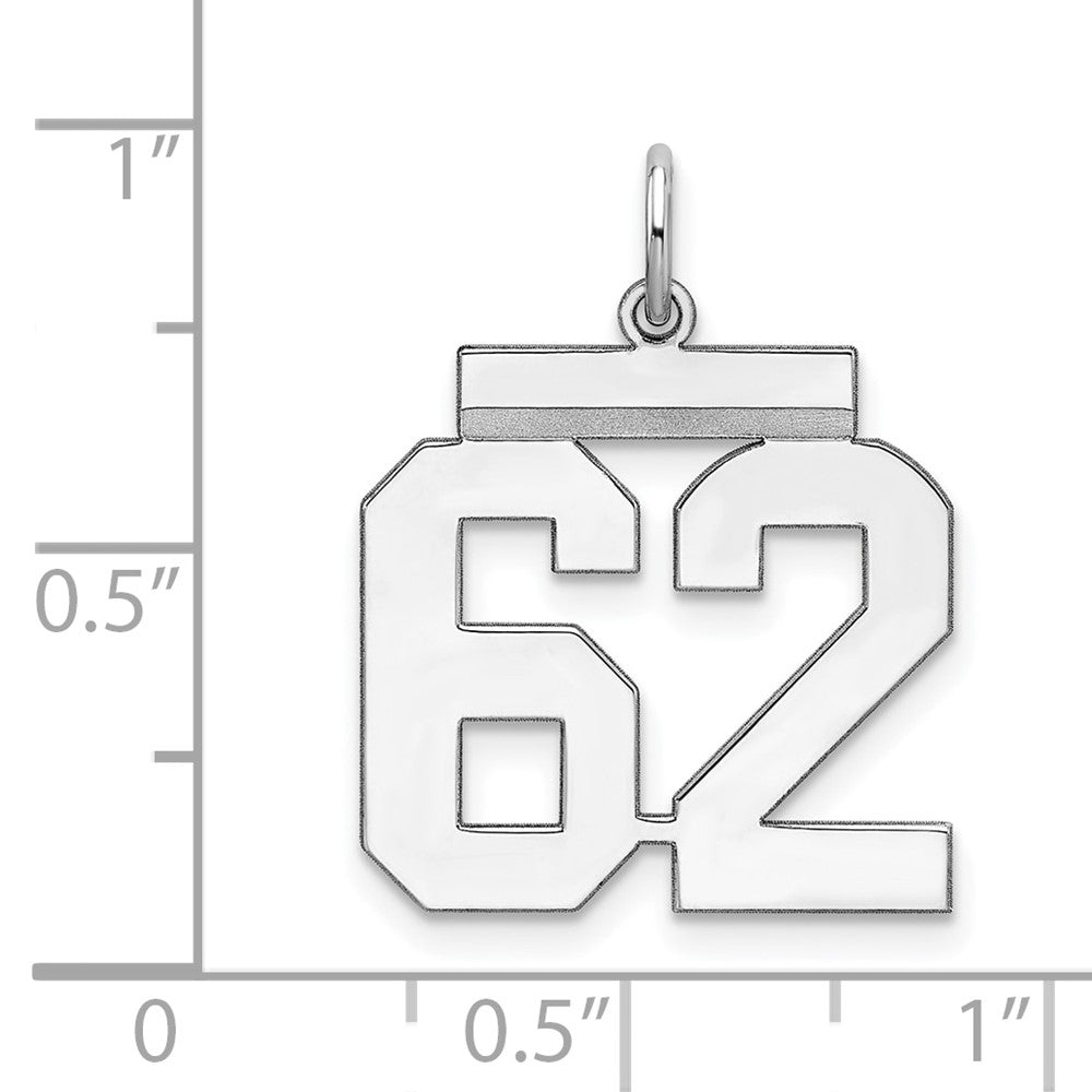 Sterling/Silver Rhodium-plated Polished Number 62 Charm