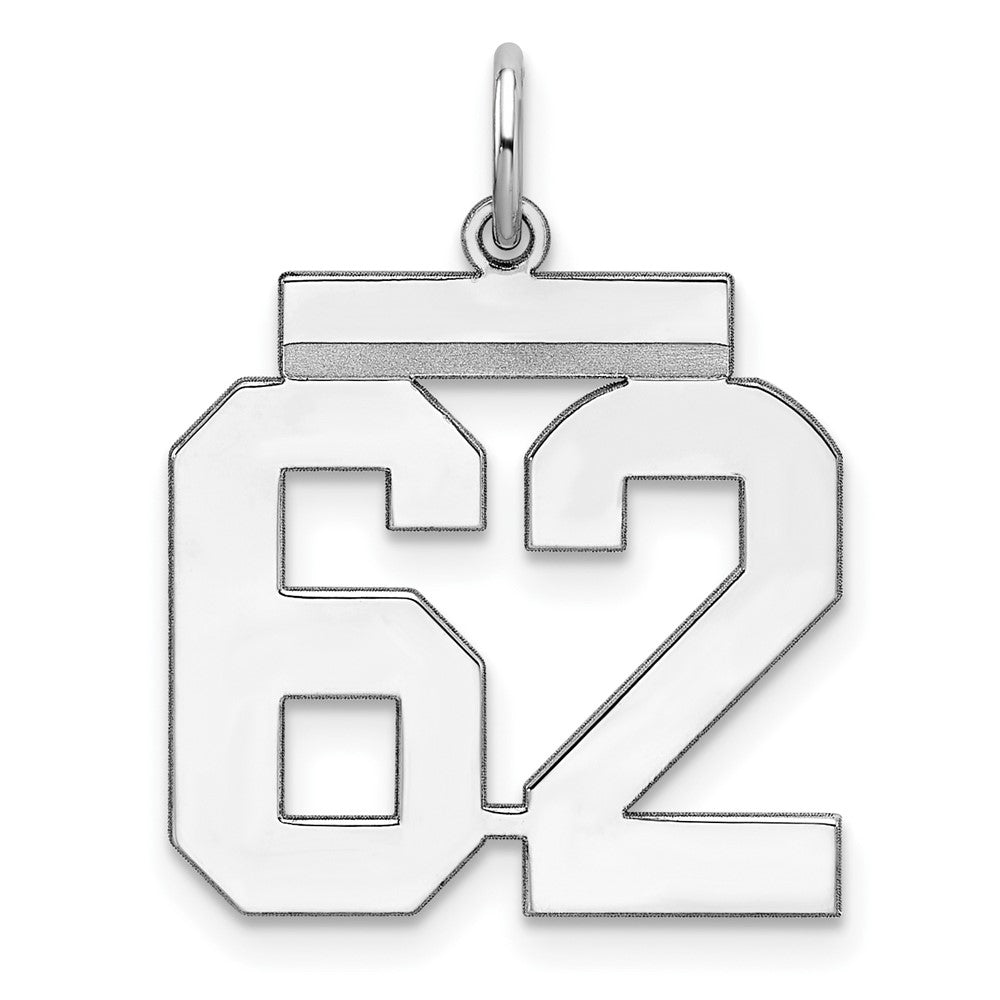 Sterling/Silver Rhodium-plated Polished Number 62 Charm