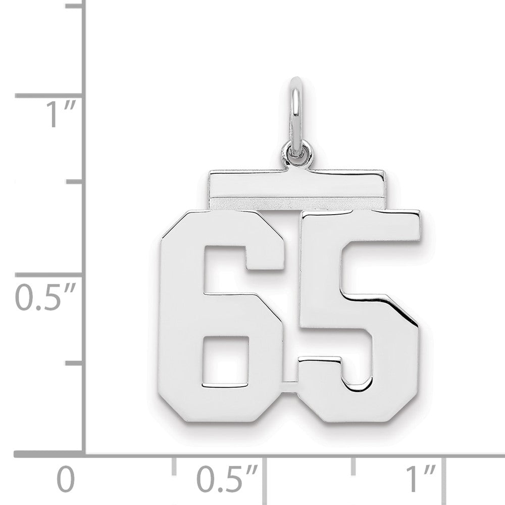 Sterling/Silver Rhodium-plated Polished Number 65 Charm