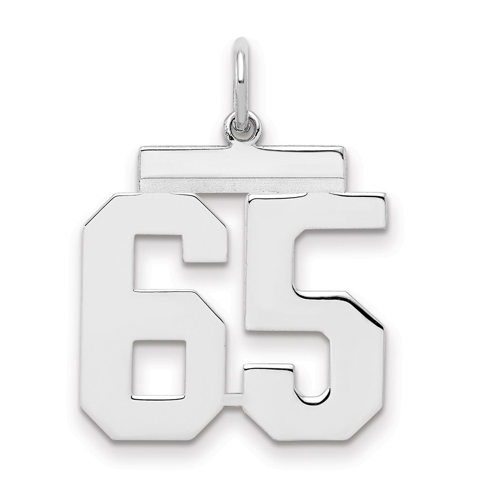 Sterling/Silver Rhodium-plated Polished Number 65 Charm