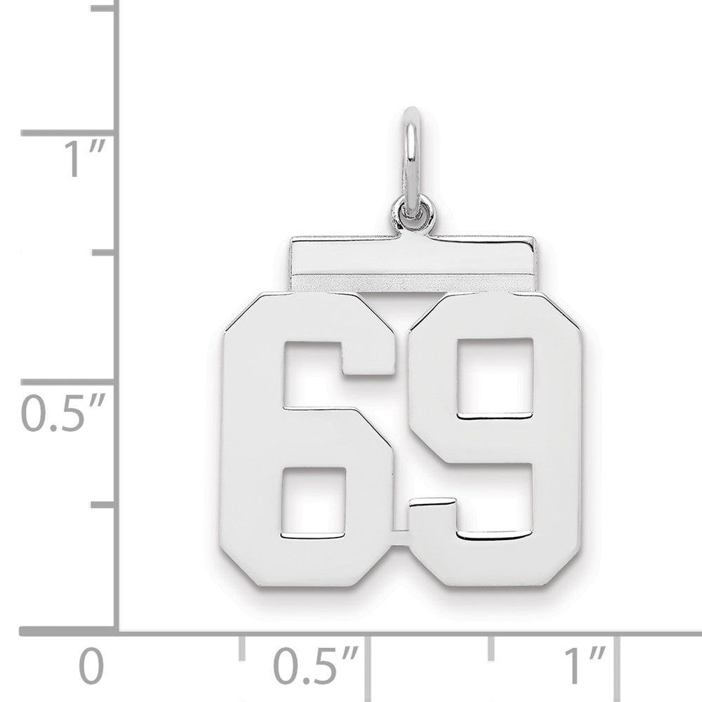 Sterling/Silver Rhodium-plated Polished Number 69 Charm