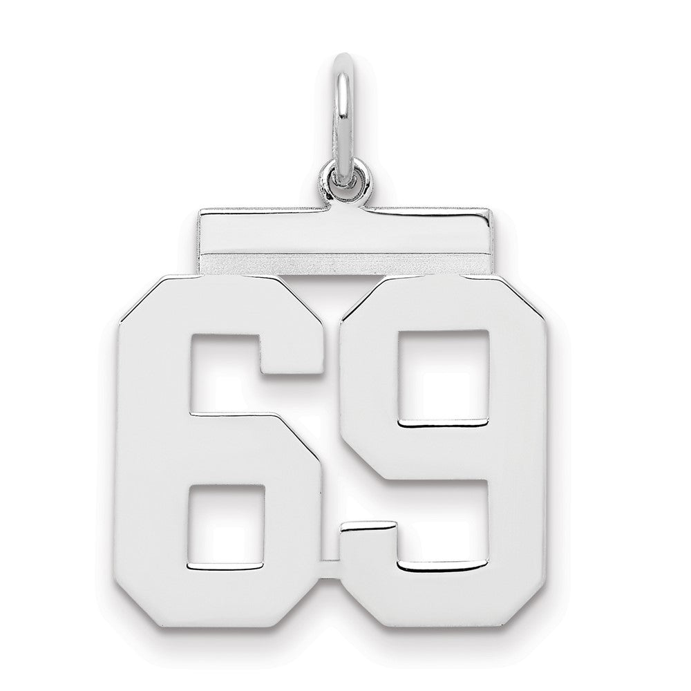 Sterling/Silver Rhodium-plated Polished Number 69 Charm