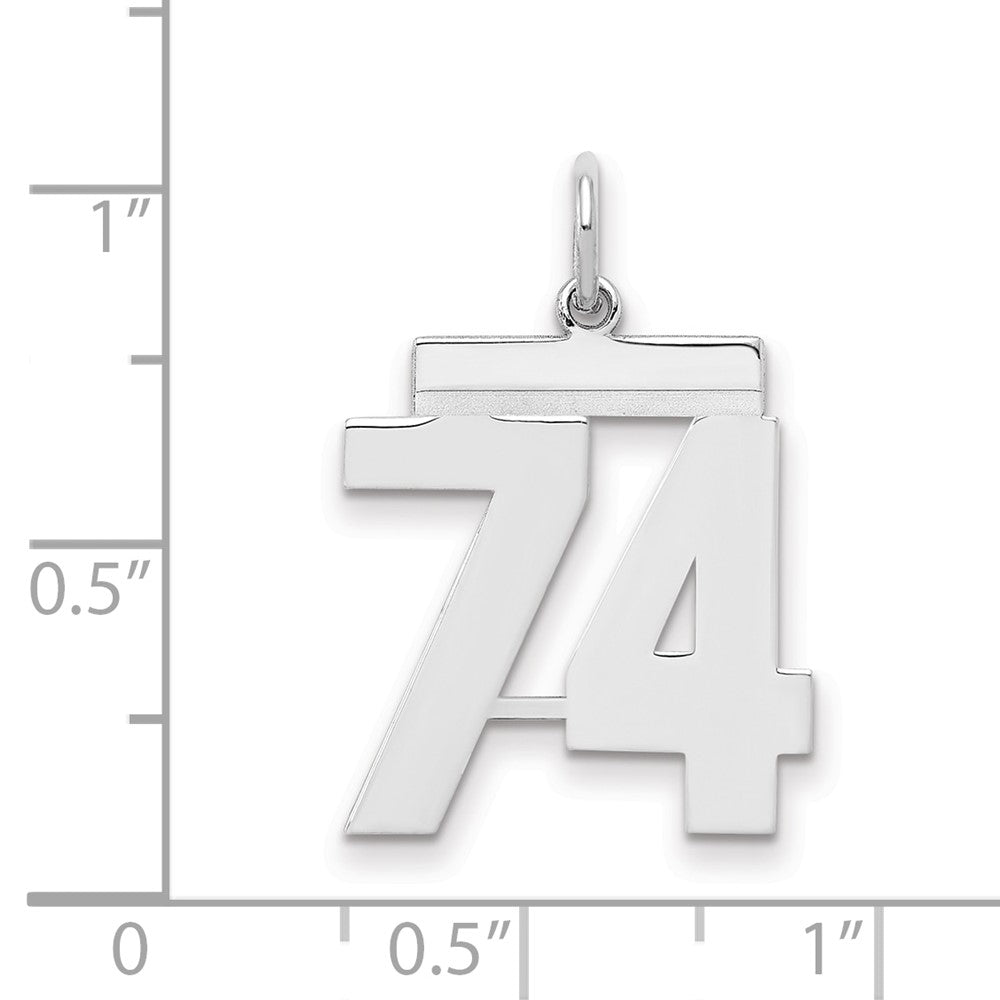 Sterling/Silver Rhodium-plated Polished Number 74 Charm