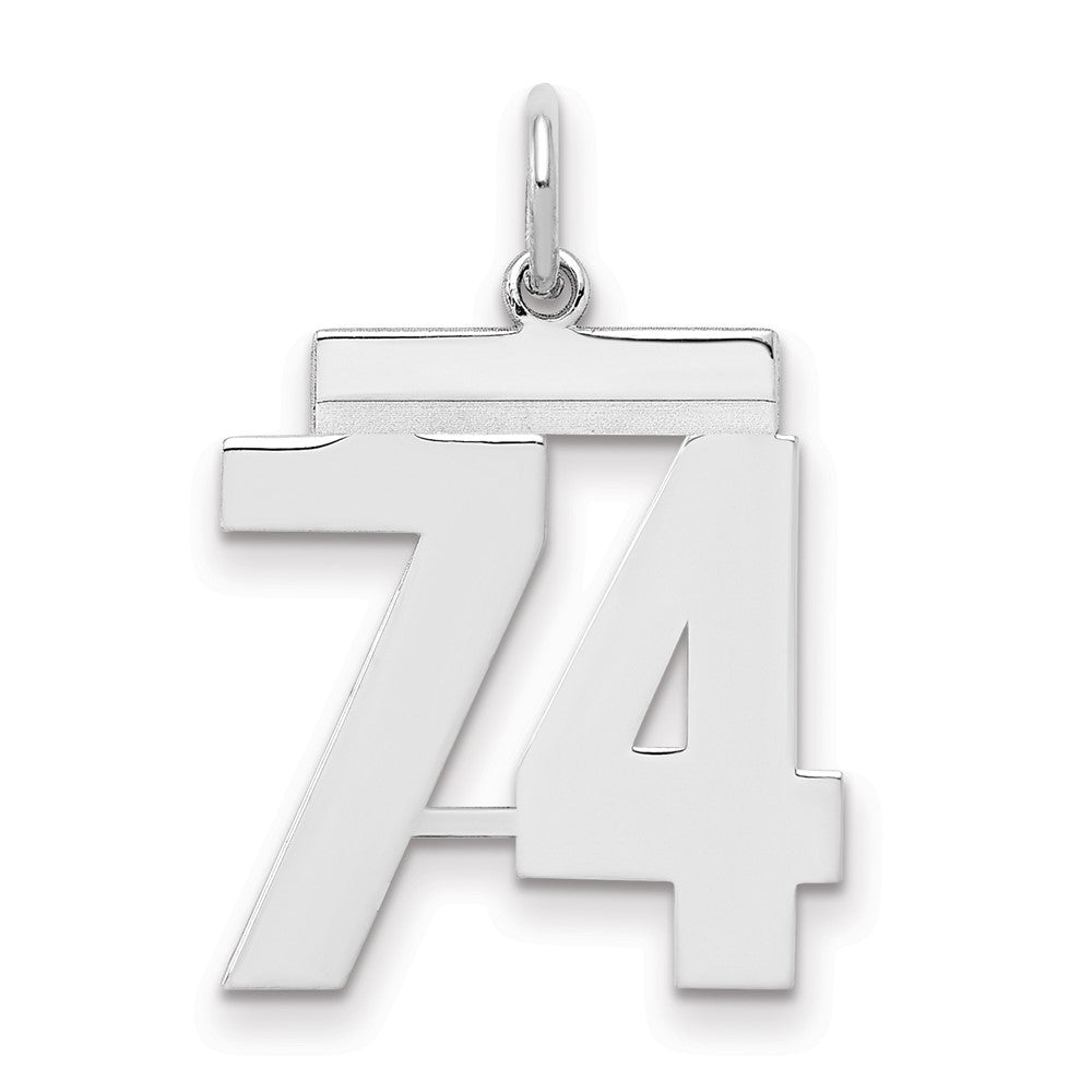 Sterling/Silver Rhodium-plated Polished Number 74 Charm