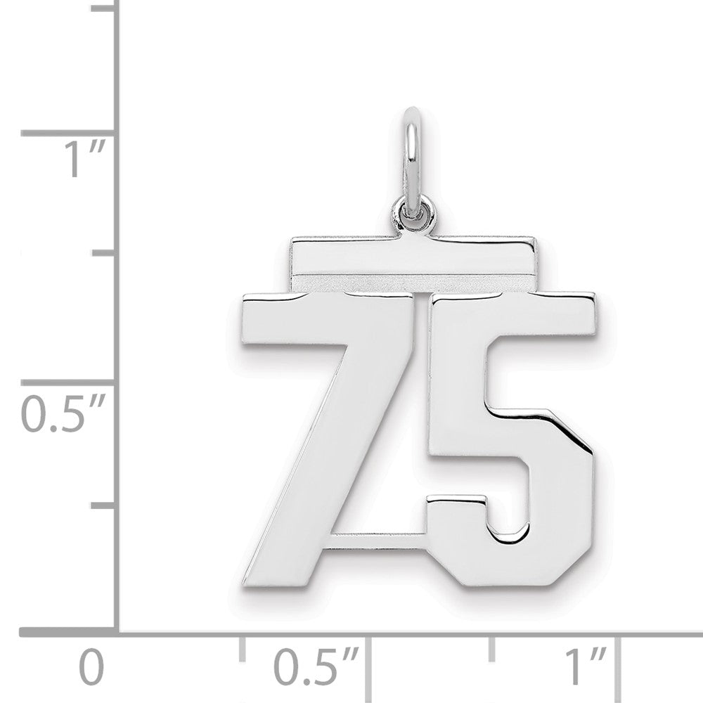 Sterling/Silver Rhodium-plated Polished Number 75 Charm