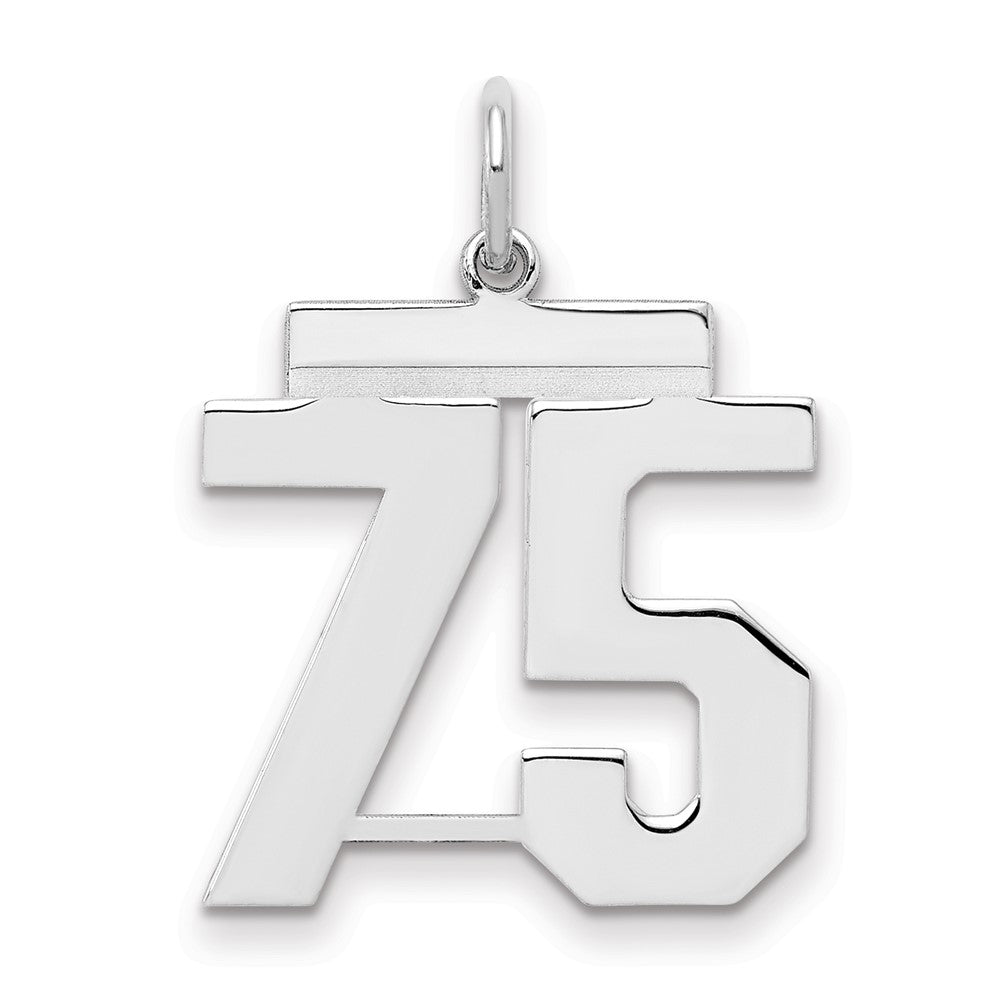 Sterling/Silver Rhodium-plated Polished Number 75 Charm