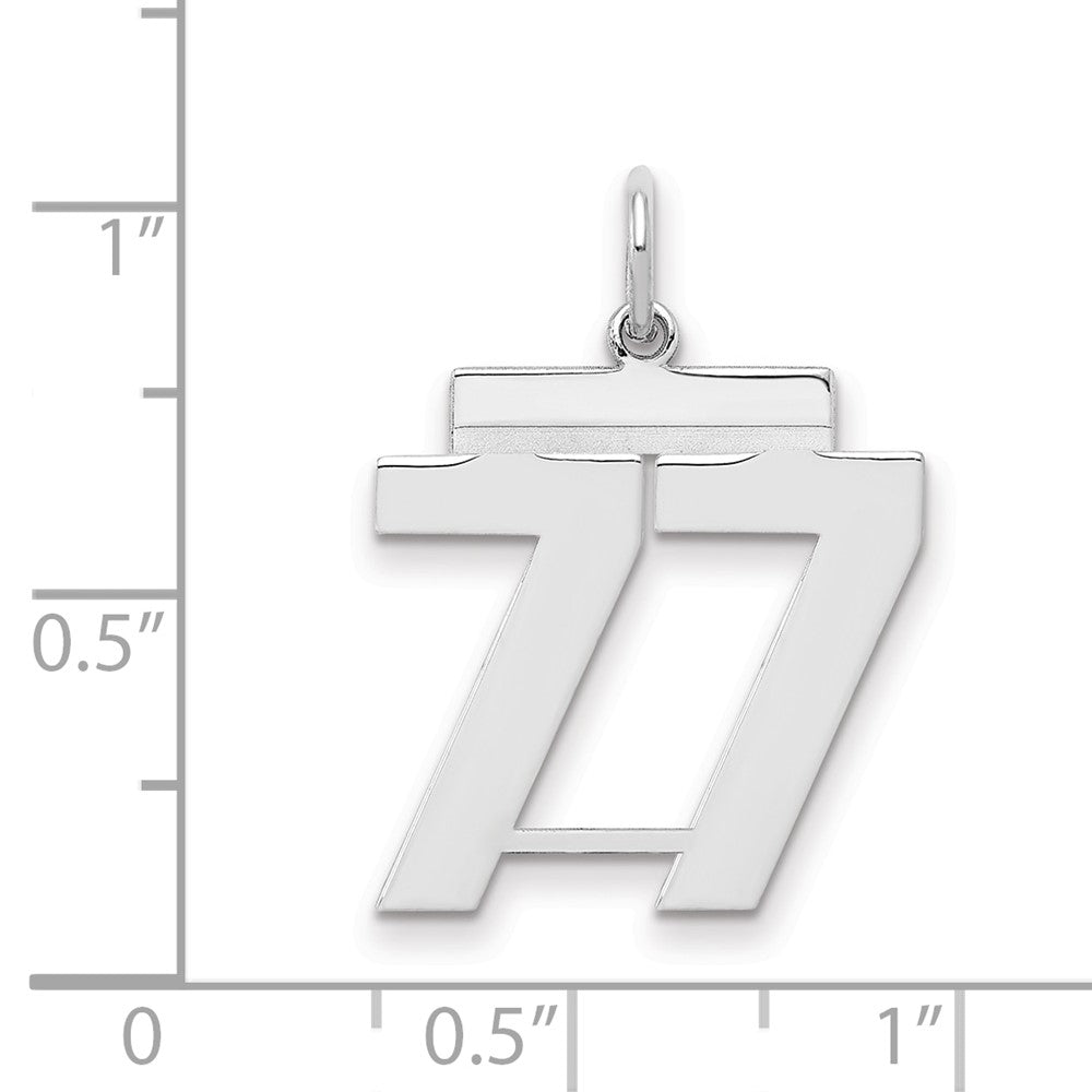 Sterling/Silver Rhodium-plated Polished Number 77 Charm