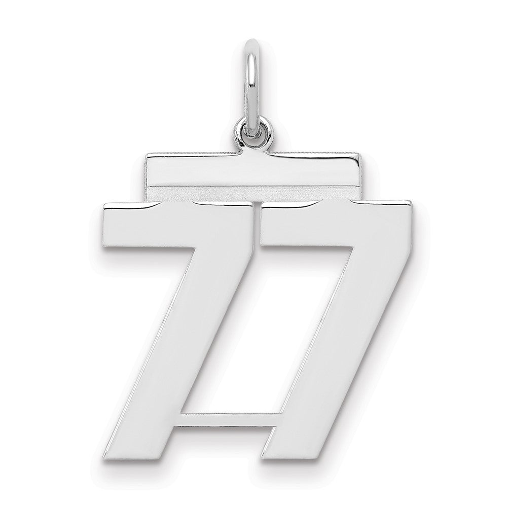 Sterling/Silver Rhodium-plated Polished Number 77 Charm