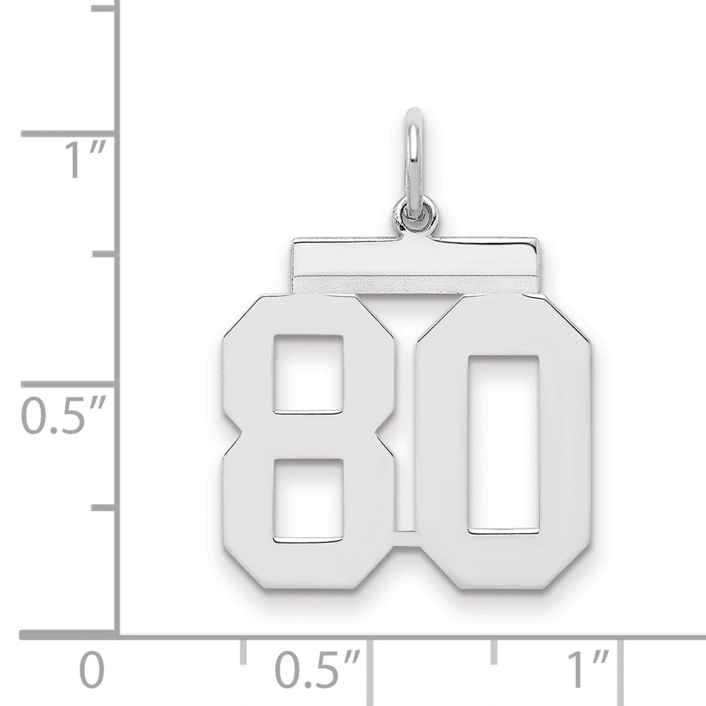 Sterling/Silver Rhodium-plated Polished Number 80 Charm