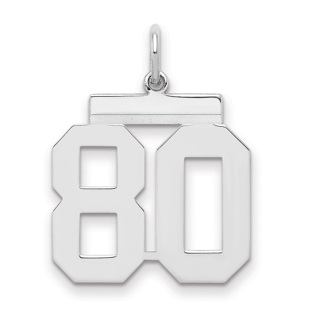 Sterling/Silver Rhodium-plated Polished Number 80 Charm