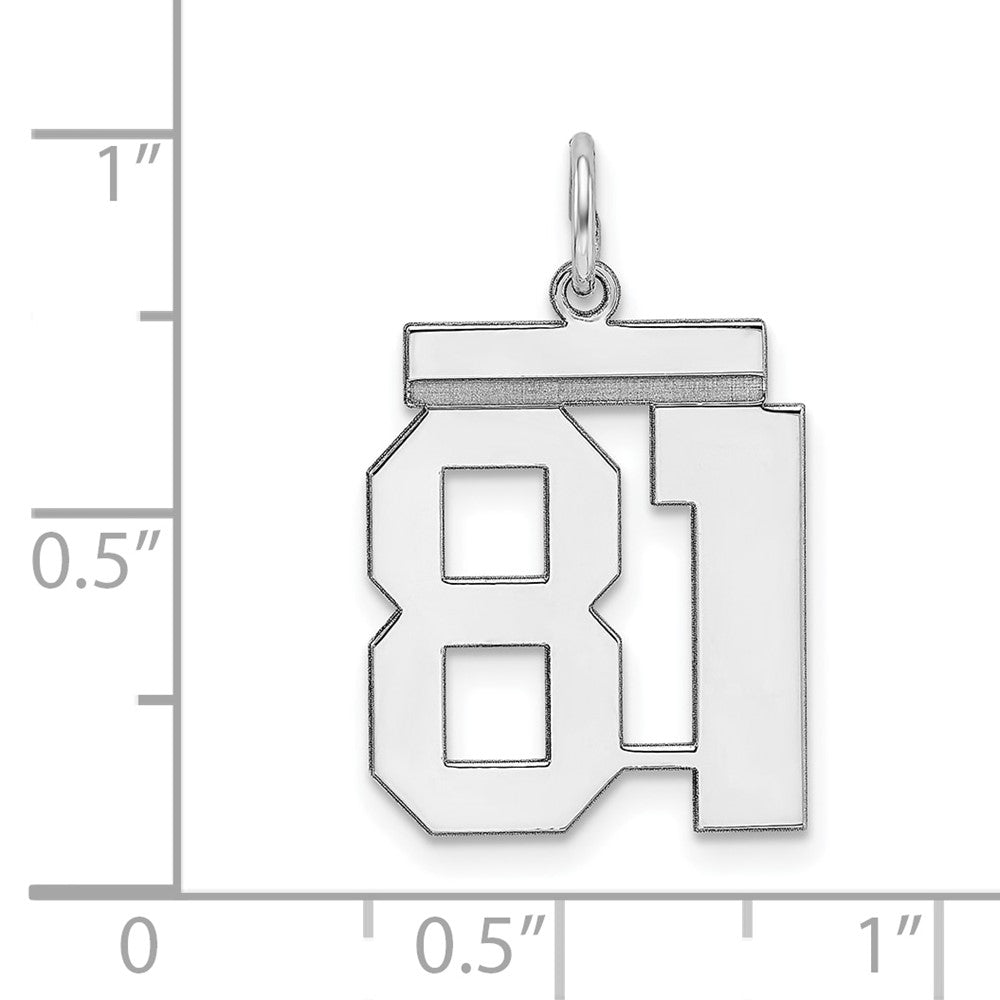 Sterling/Silver Rhodium-plated Polished Number 81 Charm