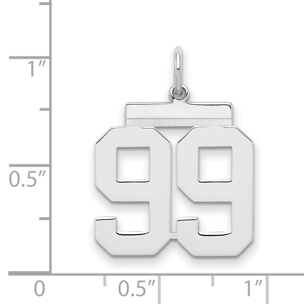 Sterling/Silver Rhodium-plated Polished Number 99 Charm