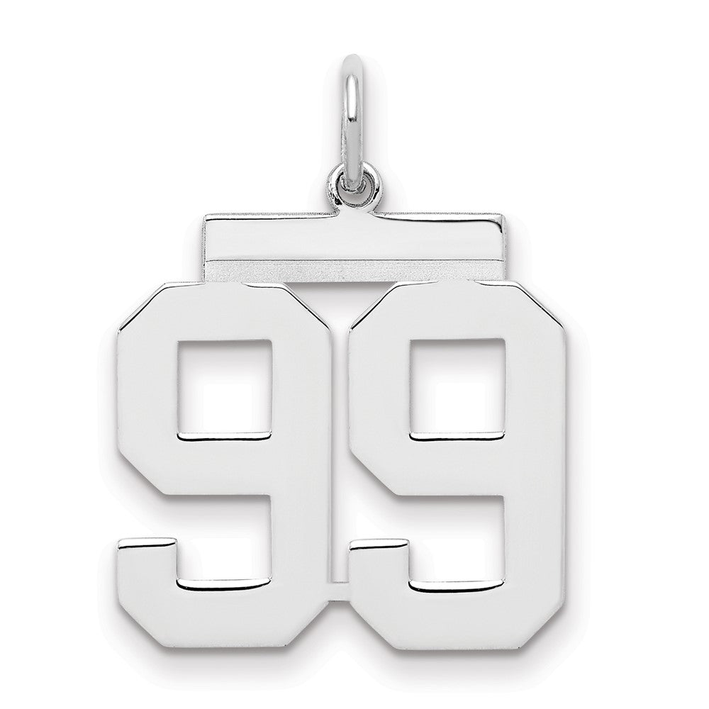 Sterling/Silver Rhodium-plated Polished Number 99 Charm