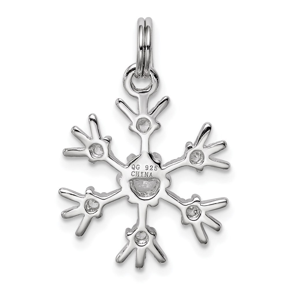 Sterling Silver Rhodium-plated CZ Snowflake Charm