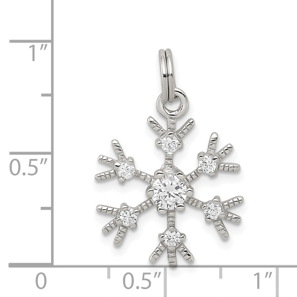 Sterling Silver Rhodium-plated CZ Snowflake Charm