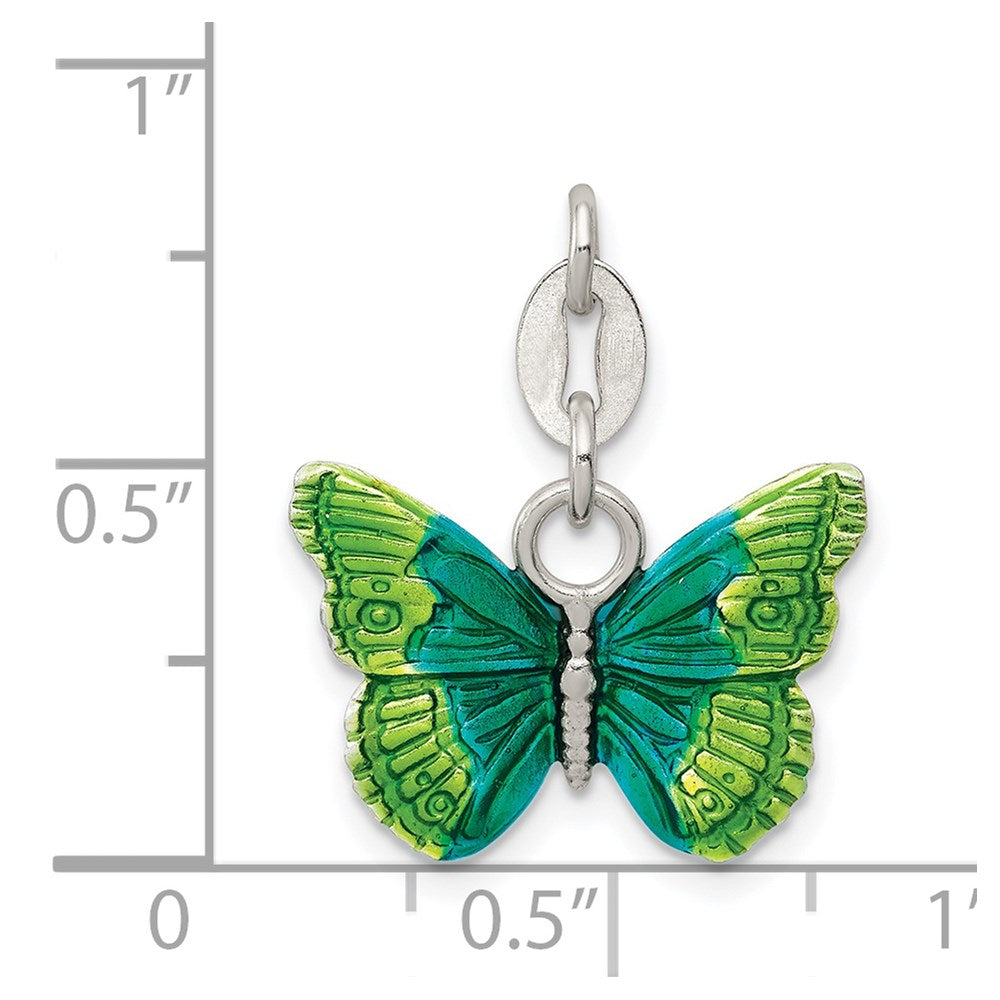 Sterling Silver Enameled Butterfly Charm