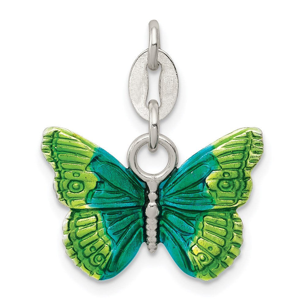 Sterling Silver Enameled Butterfly Charm