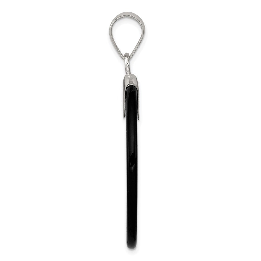 Sterling Silver Round Black Onyx Pendant