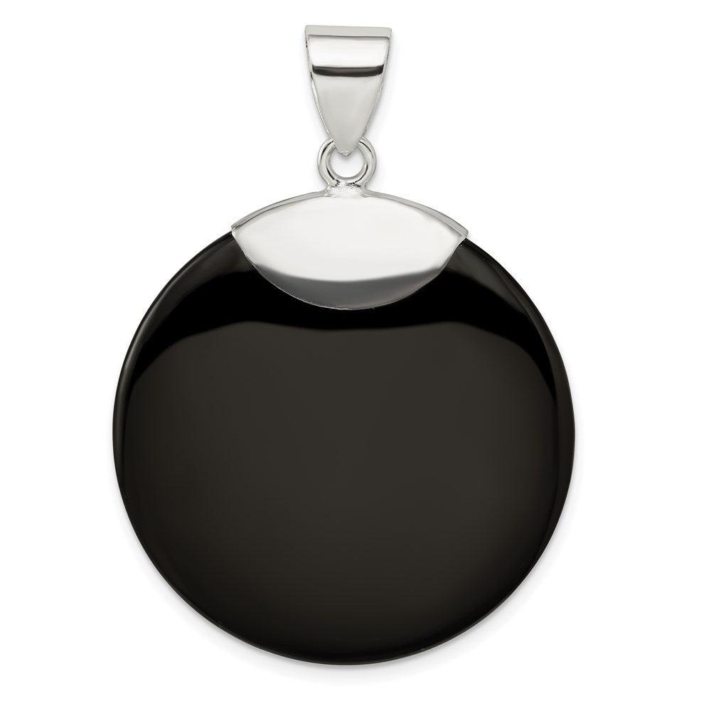 Sterling Silver Round Black Onyx Pendant