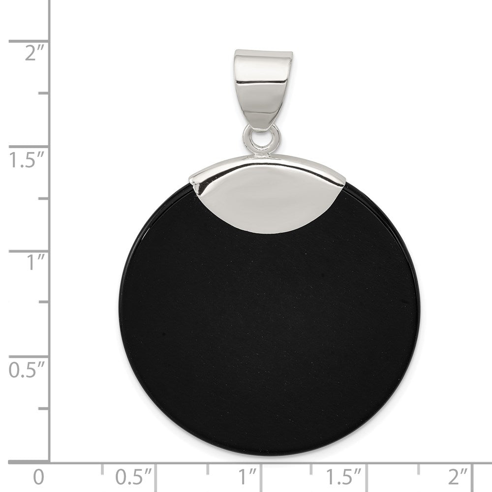 Sterling Silver Round Black Onyx Pendant