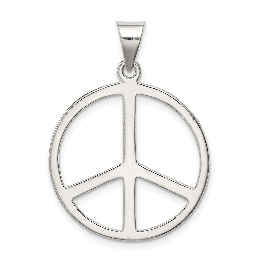 Sterling Silver Diamond-Cut Peace Symbol Pendant