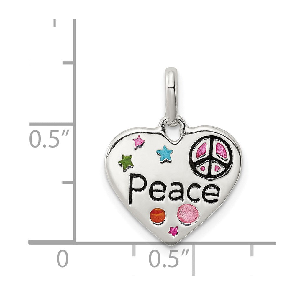 Sterling Silver Enamel Heart Peace Charm