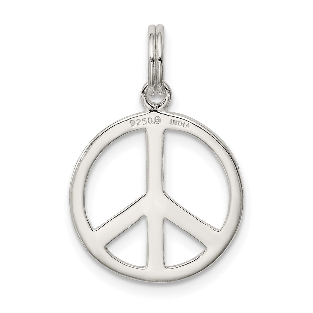 Sterling Silver Diamond-Cut Peace Symbol Charm