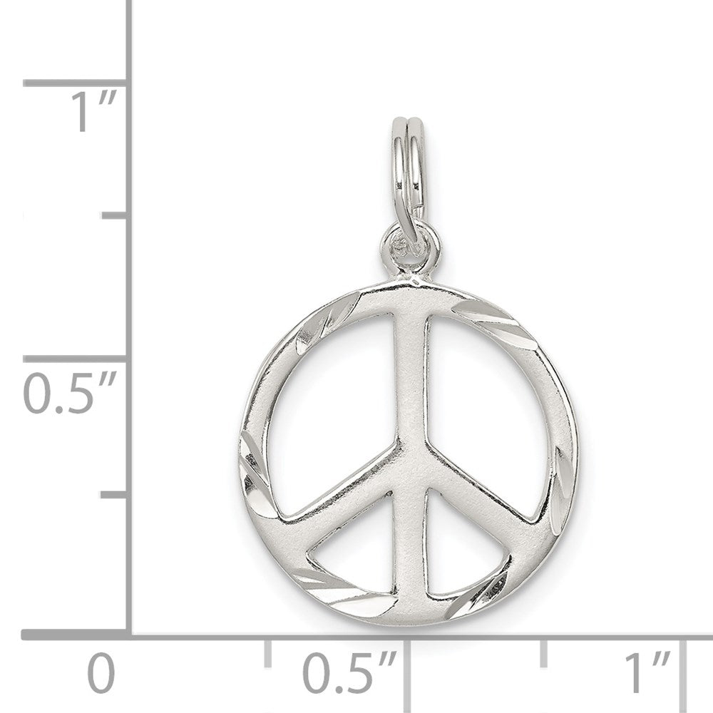 Sterling Silver Diamond-Cut Peace Symbol Charm