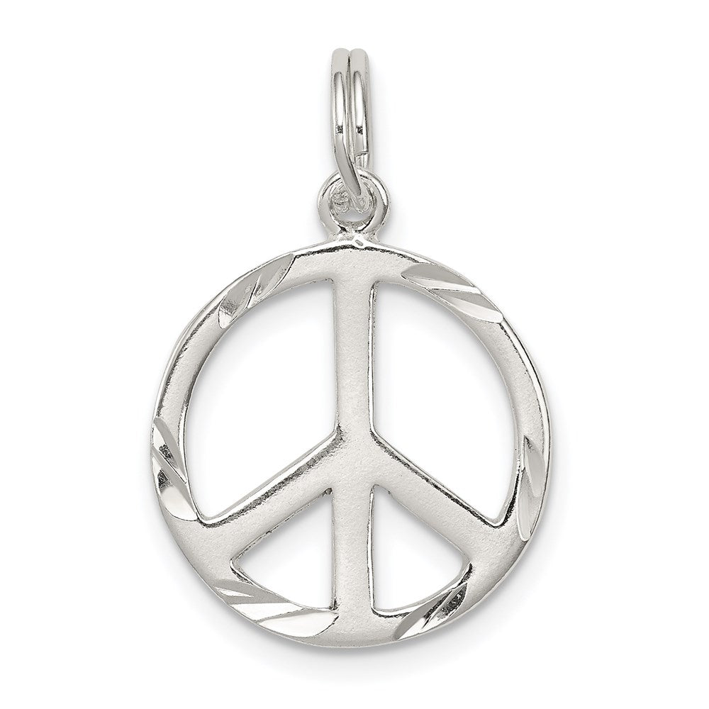 Sterling Silver Diamond-Cut Peace Symbol Charm