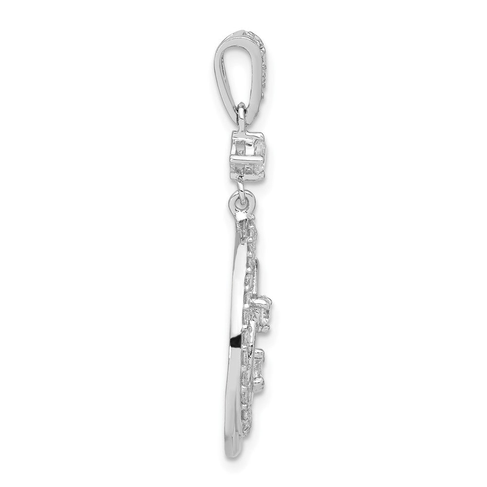 Sterling Silver Fancy Swirl w/ CZ Teardrop Pendant