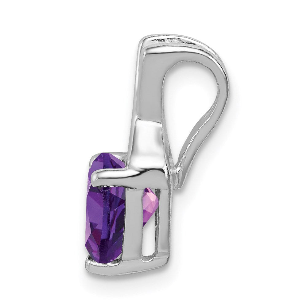 Sterling Silver Rhodium Plated Amethyst Fancy Pendant