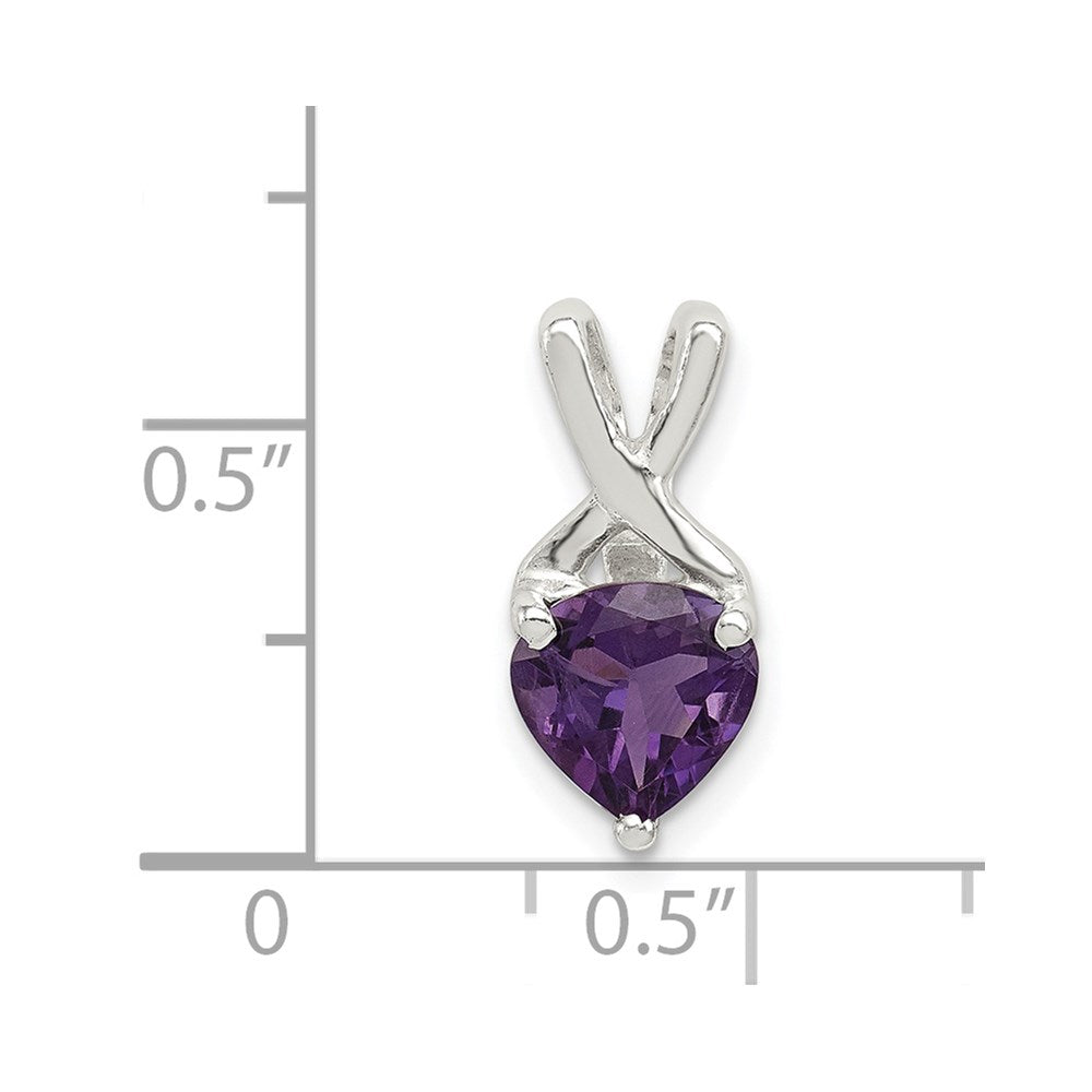 Sterling Silver Rhodium Plated Amethyst Fancy Pendant