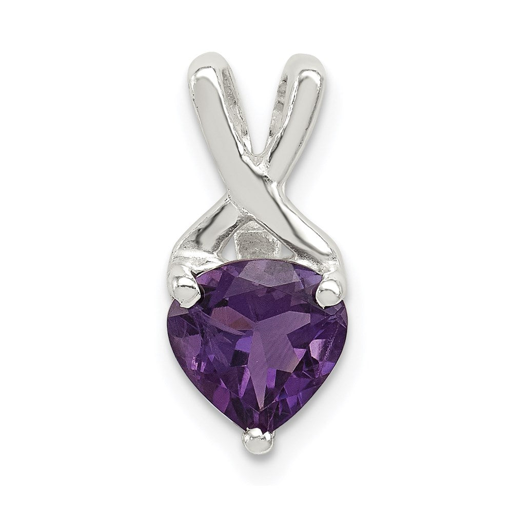 Sterling Silver Rhodium Plated Amethyst Fancy Pendant