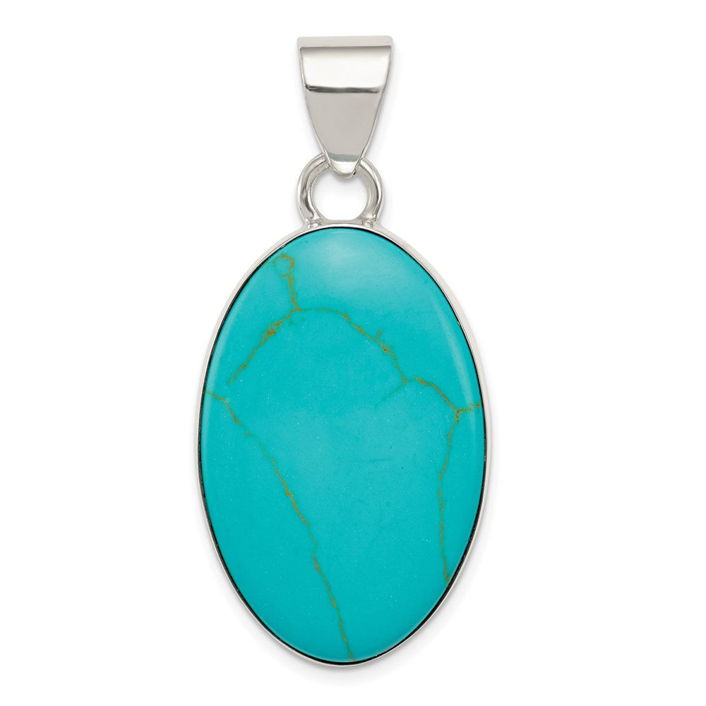 Sterling Silver Turquoise Polished Oval Pendant