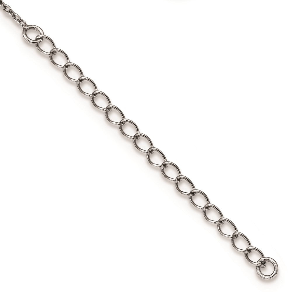 White Night Sterling Silver Rhodium-plated Black and White Diamond 18 Inch Necklace with 2 Inch Extender