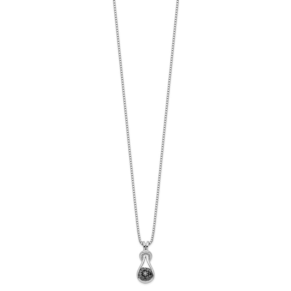 White Night Sterling Silver Rhodium-plated Black Diamond Love Knot 18 Inch Necklace with 2 Inch Extender