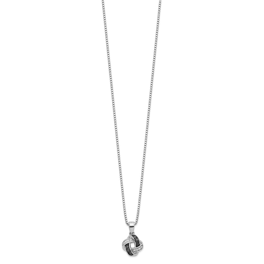 White Night Sterling Silver Rhodium-plated Black and White Diamond 18 Inch Necklace with 2 Inch Extender