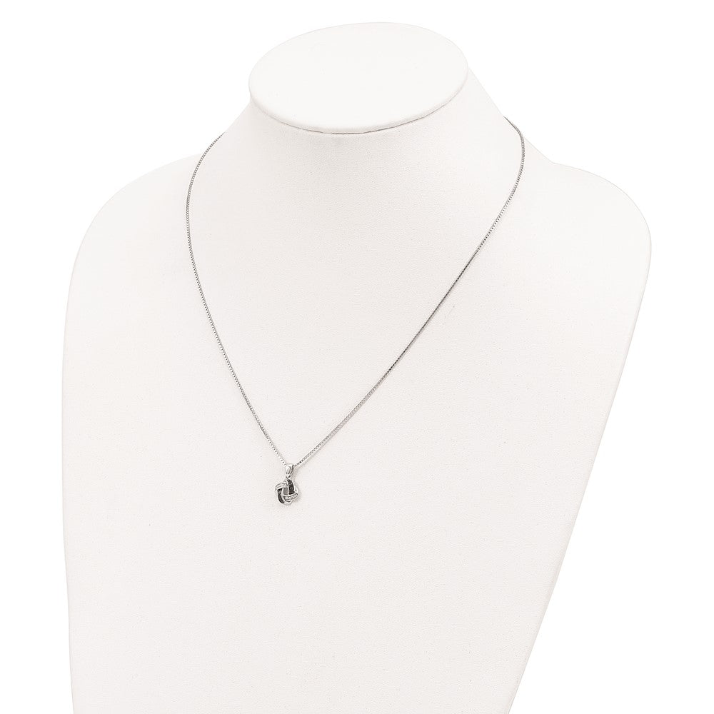 White Night Sterling Silver Rhodium-plated Black and White Diamond 18 Inch Necklace with 2 Inch Extender