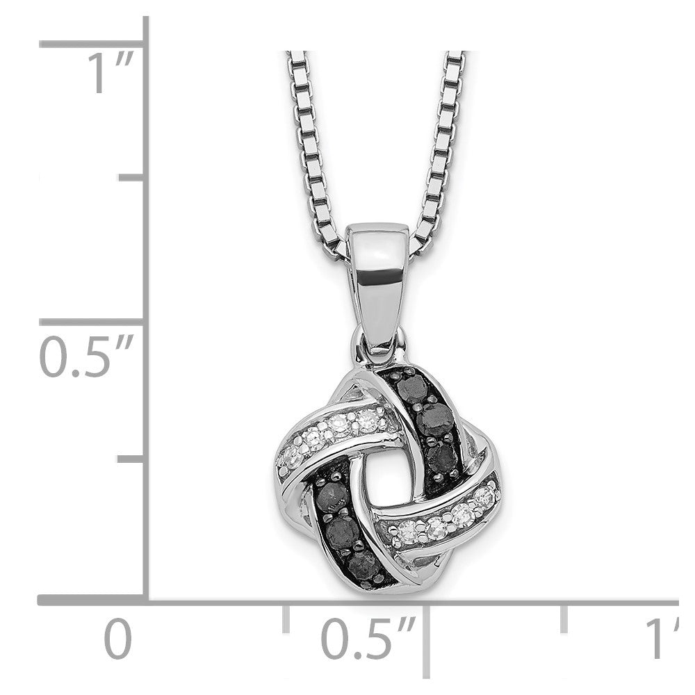 White Night Sterling Silver Rhodium-plated Black and White Diamond 18 Inch Necklace with 2 Inch Extender