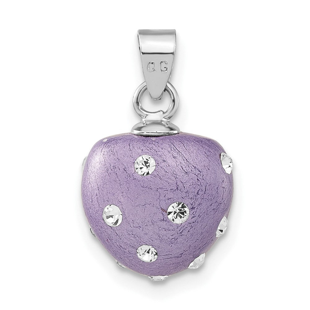 Sterling Silver Rhodium-Plated Stellux Crystal Purple Heart Pendant