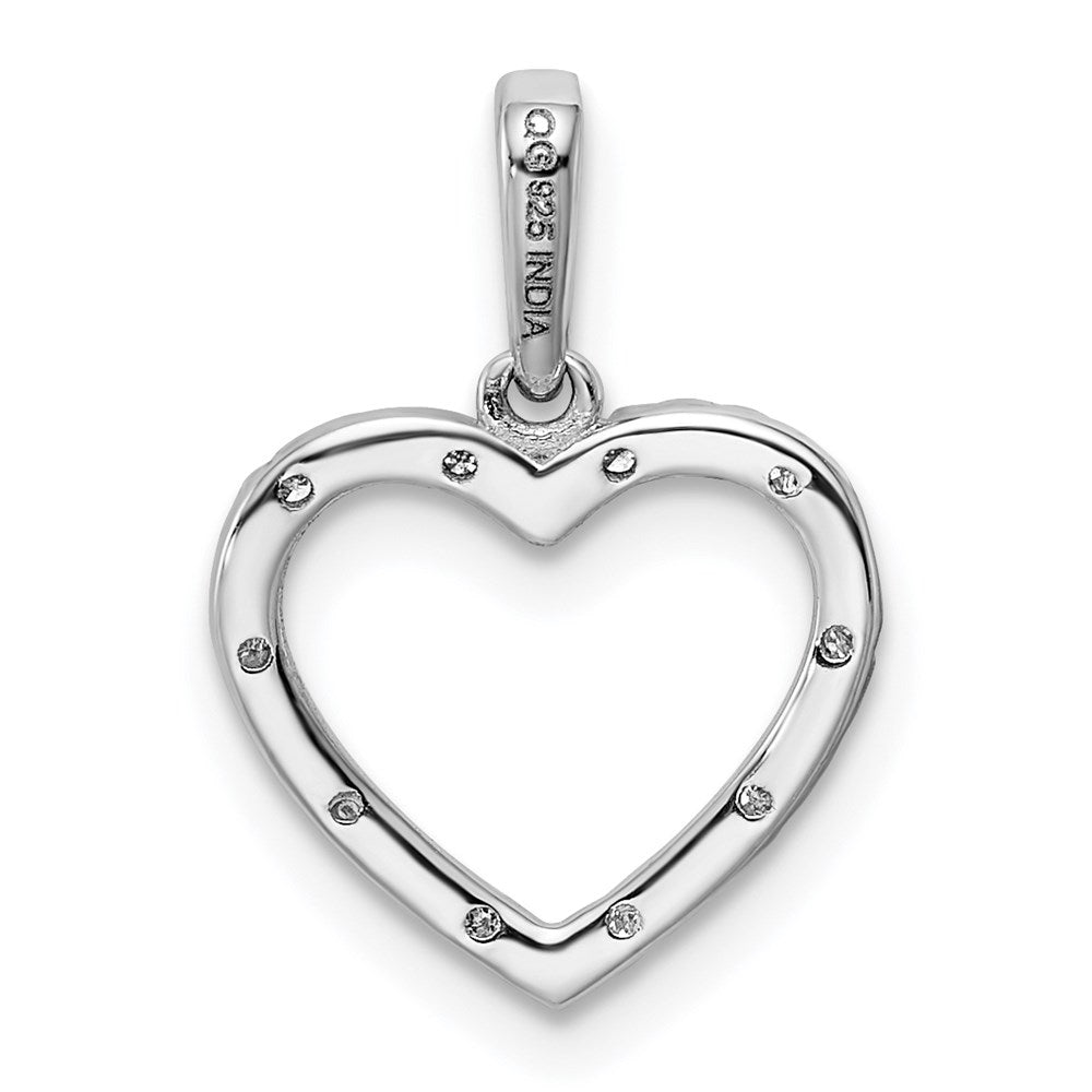 Sterling Silver Rhodium Plated Diamond Heart Pendant