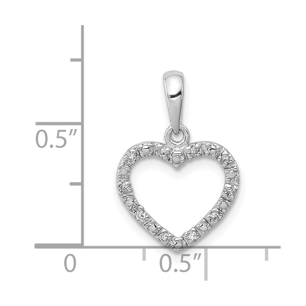 Sterling Silver Rhodium Plated Diamond Heart Pendant