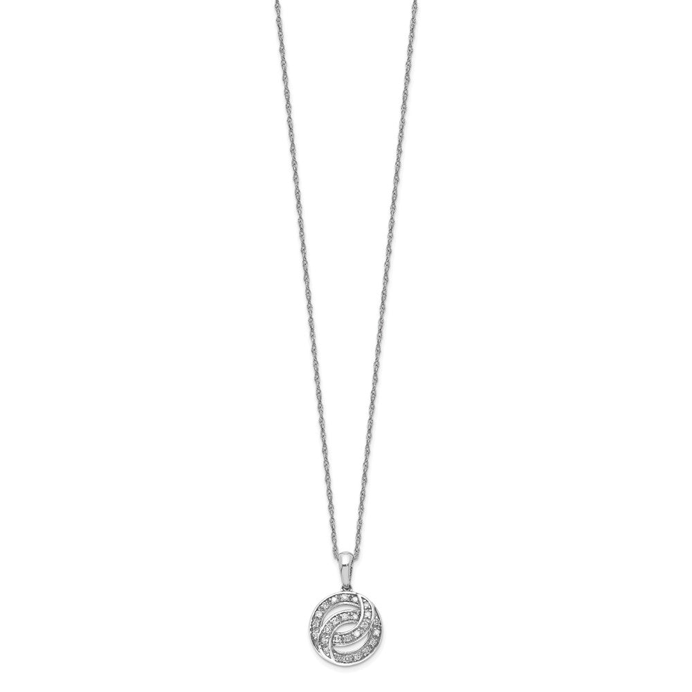 Sterling Silver Rhodium Plated Diamond Circle Necklace