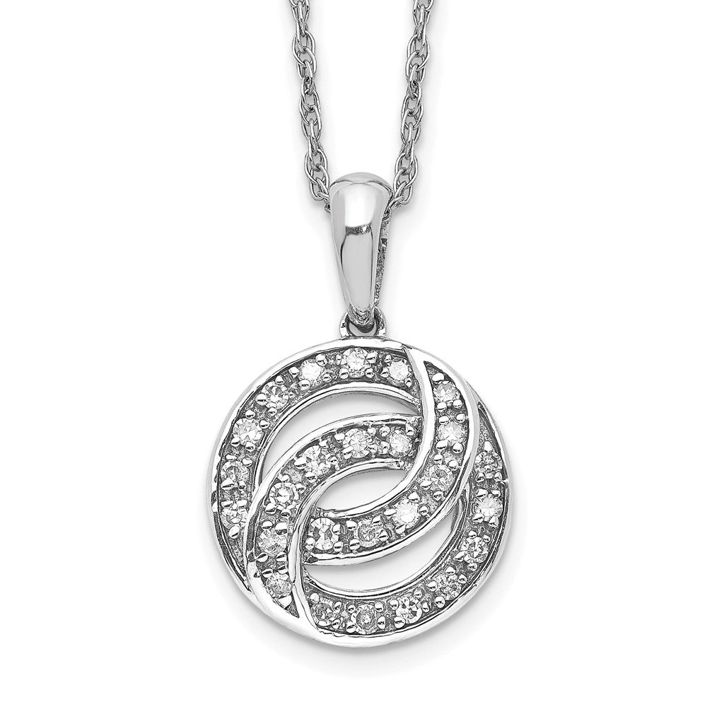 Sterling Silver Rhodium Plated Diamond Circle Necklace