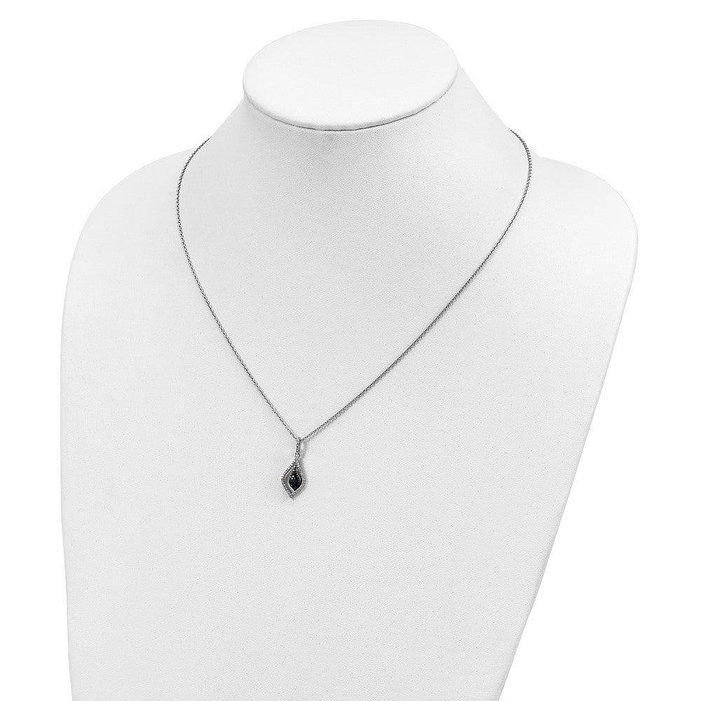 White Night Sterling Silver Rhodium-plated Blue and White Diamond 18 inch Necklace with 2 Inch Extender