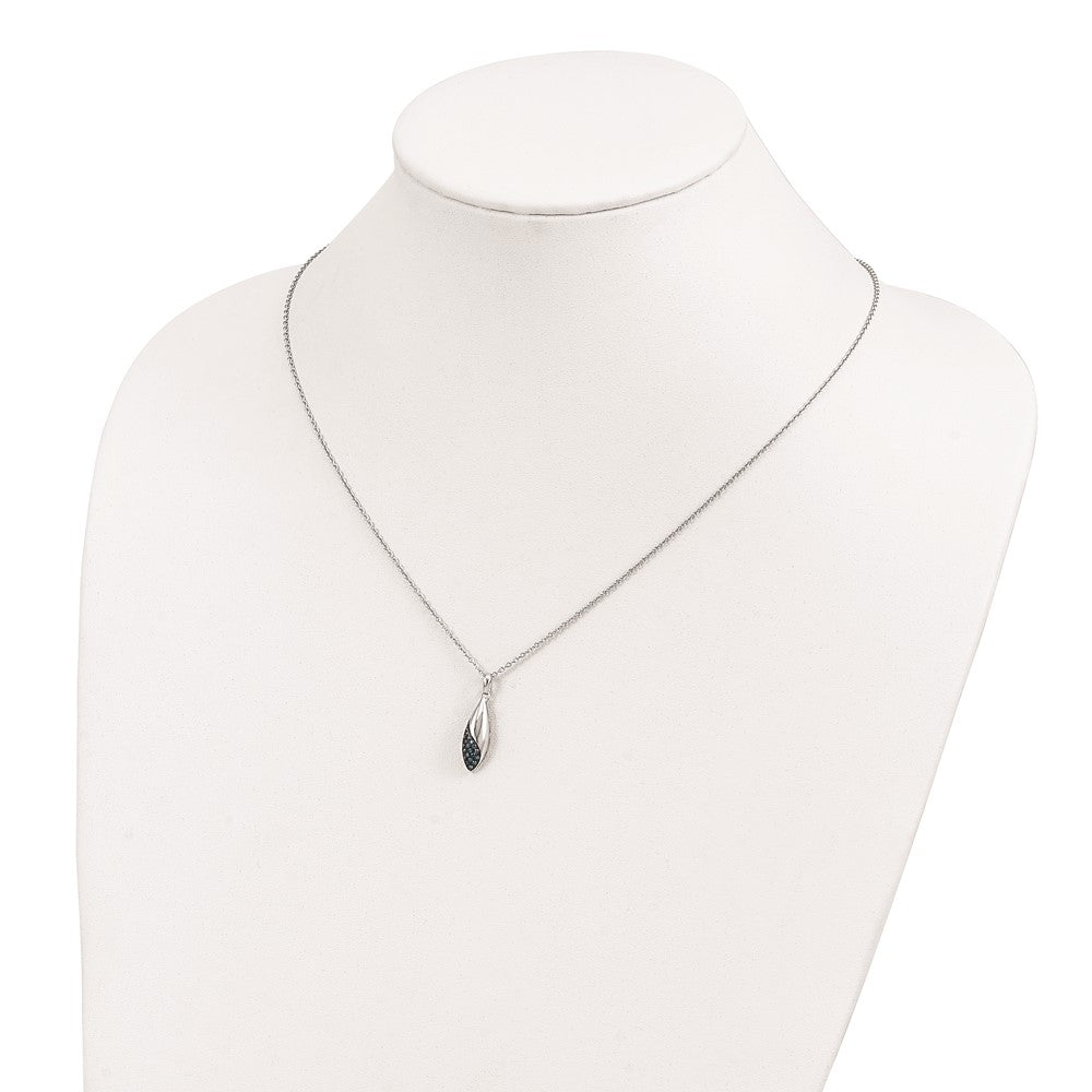 White Night Sterling Silver Rhodium-plated Blue Diamond 18 inch Necklace with 2 Inch Extender