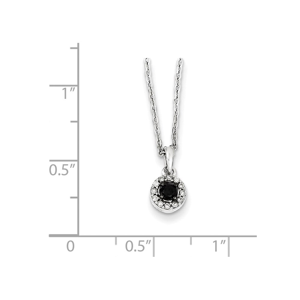 White Night Sterling Silver Rhodium-plated Black and White Diamond Circle Pendant 18 Inch Necklace with 2 Inch Extender